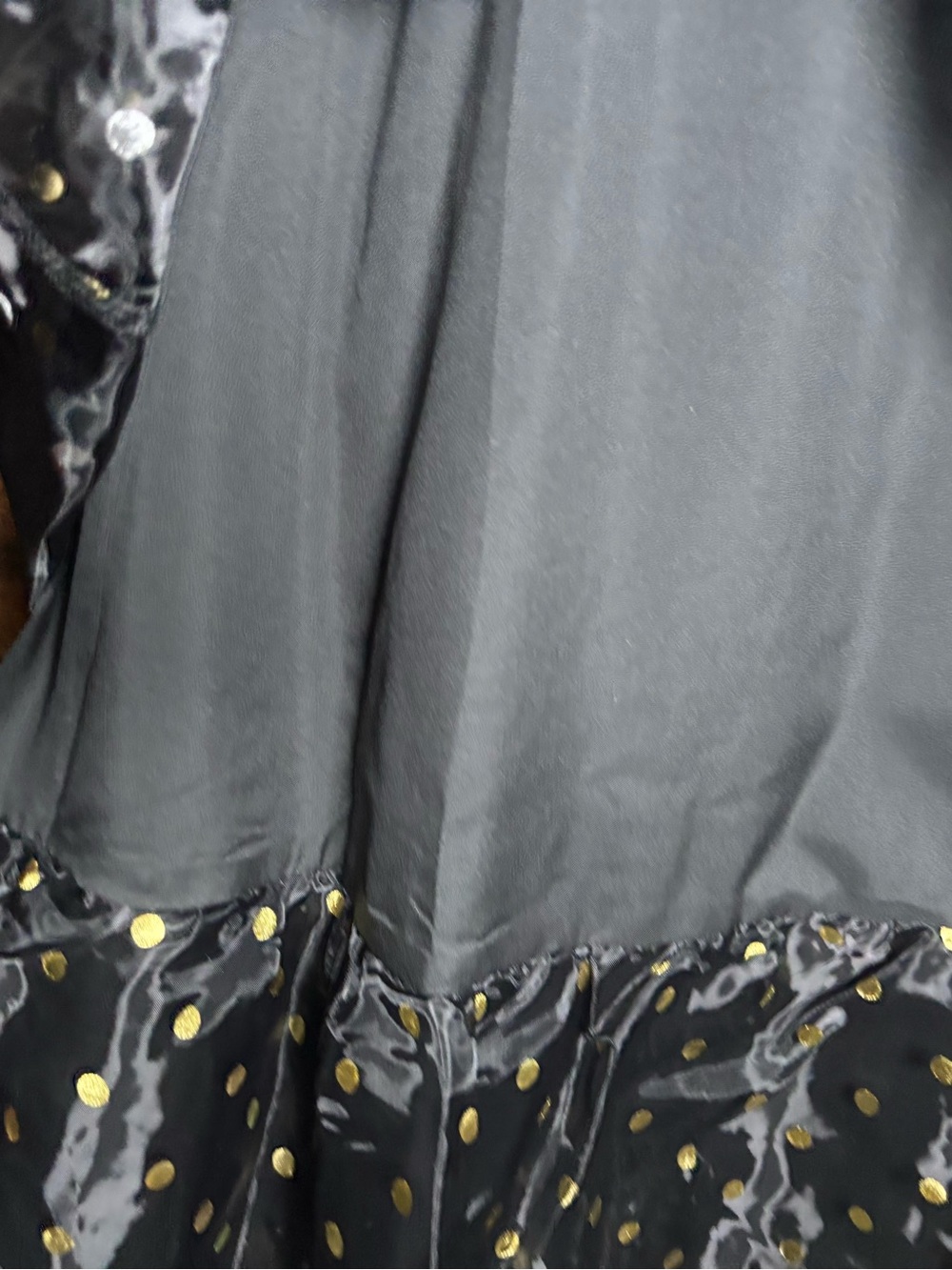 Sugar Lips NWT Tiered Black Maxi Skirt with Gold Polka Dots - Picture 10 of 16